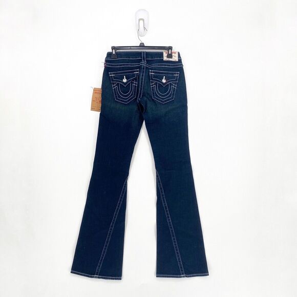 True Religion Women 26 JOEY Disco Fever Jeans Blue Crystal Swarovski Flared NEW - Picture 6 of 7